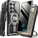 TONGATE Magnetic Stand for Samsung Galaxy S25 Ultra Case with Privacy Screen Protector, [Compatible with Magsafe] [Military Drop Protection] S25 Ultra Case with Camera Cover & Belt Clip, Gray Privacy