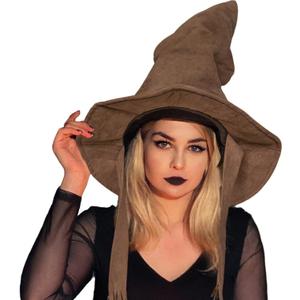 Tanganan Halloween Hat Brown Witch Hats for Women, Halloween Christmas Dress up Hat Party Deluxe Costume Hat Cap for Adult Character Dress up Headwear (Brown)