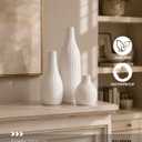 Minimal Line White Ceramic Vase Set of 3 - Modern Nordic Boho Decorative Vases for Home Table Decor, Shelf, Entryway, Coffee Table, Dining Table Centerpiece, Fireplace Mantel - Matte White