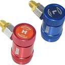 Yuesstloo R1234yf Quick Coupler, High & Low Pressure Couplers 2 Pack Set for Air Conditioning Evacuation Recharging, Adjustable R1234yf Quick Connect Adapters and AC Hose Fitting Connectors