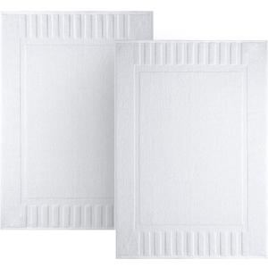 White Classic Luxury Bath Mat Floor Towel Set - Absorbent Cotton Hotel Spa Shower/Bathtub Mats [Not a Bathroom Rug] 22"x34" | 2 Pack | White