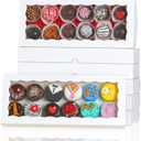 50pcs 12x5x1.5Inches White Bakery Boxes with Window Cookies Boxes Chocolate Truffle Boxes Macaron Boxes Cakesickle Boxes Browines Treat Boxes for Christmas Valentine's Easter Mother's Day