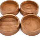 Samhita Snack Bowl Handcrafted Acacia Wood Set of 4 – Wooden Bowls for Appetizers, Nuts, Condiments, Snacks & Gift Giving (5" X 5" X 1.5")