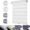 Cordless Zebra Blinds for Windows with Jacquard Pattern Roller Shades Light Filtering Sheer Window Shades for Home, Office and Door White, Size 44.5" x 64.5"
