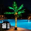 Daifunli 6Ft Lighted Palm Tree Outdoor Decoration Artificial Tropical Palm Tree 190 Led Lights with Glowing Coconuts for Patio Bar Deck 8 Modes Dimmable Timer Waterproof Outside Poolside