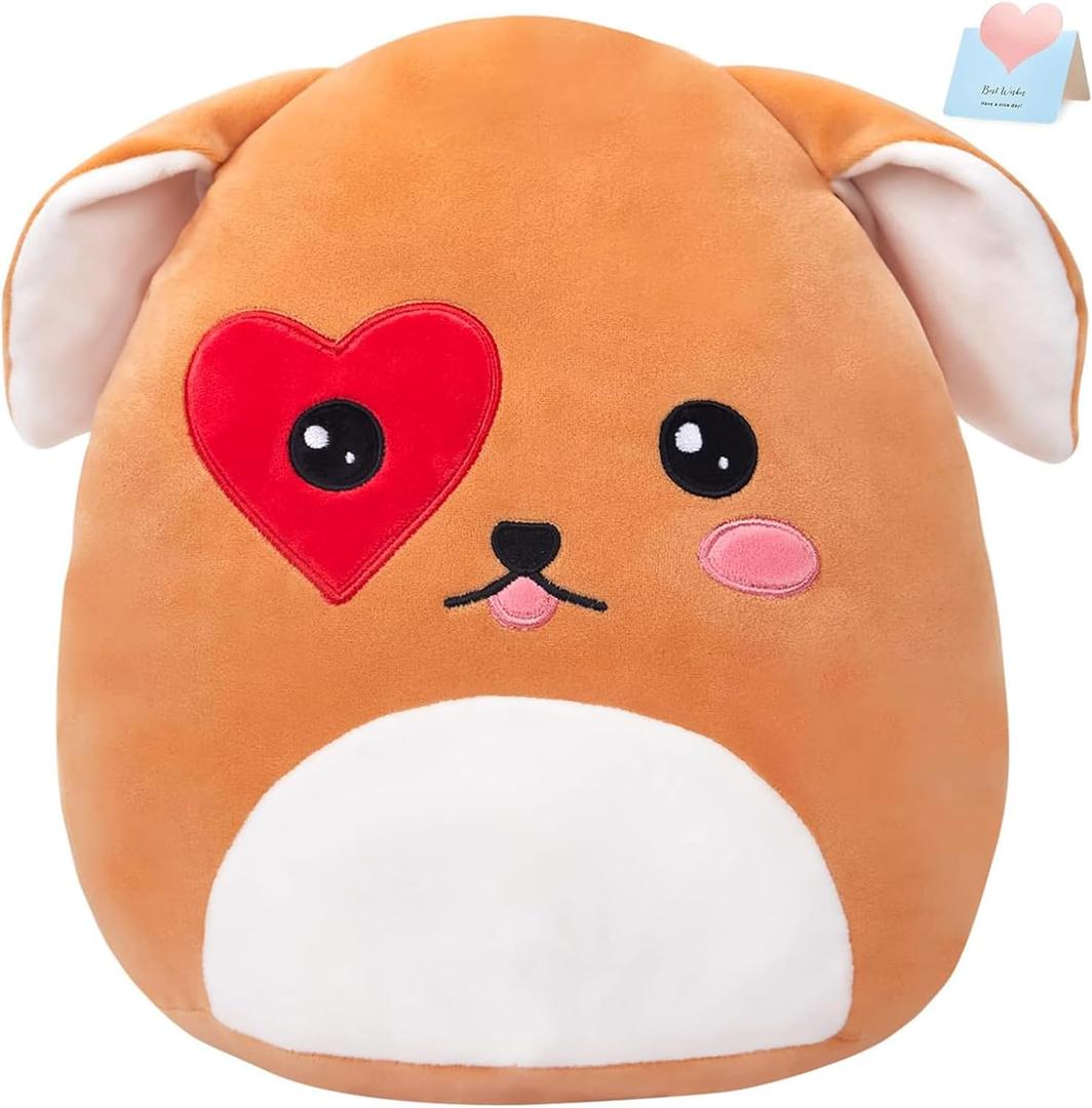 Valentines Puppy Dog Plush Stuffed Animals Squishy Original Heart Love You Dog Pillow Soft Cuddly Valentine Gifts for Kids Girls Girlfriend Boyfriend Mom Lover, 11.5 Inch