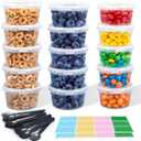 ASEVAT 15 oz 15 Pack Plastic Drink Buckets with Lids, Clear Plastic Cup with Lid, Ice Buckets for Parties, Reusable Food Grade Containers with Lids, Deli Container for Sauce, Soup