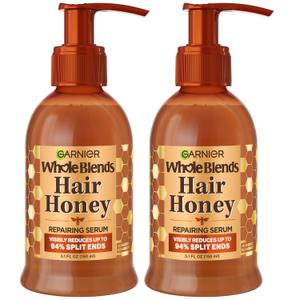 Garnier Whole Blends Honey Treasures Hair Honey Repairing Serum for Long, Damaged Hair, 5.1 Fl Oz, 2-Count