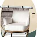 Patio Hanging Egg Chair Cover Waterproof - 420D Heavy Duty Outdoor Single Seat Wicker Swing Egg Chair with Zipper, All-Season Protector Fits 45.3" W Swing/Egg Chairs,Beige&Green