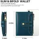 GOIACII Small Women's Wallet Leather Ladies Billfold Card Holder RFID Blocking with Zipper Coin Pocket, Teal