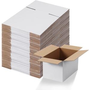 Calenzana 10x6x6 Shipping Boxes Set of 40, White Corrugated Cardboard Box for Mailing Packing Gifts Small Business