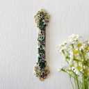 Hand Painted Mezuzah, Exquisite Enamel Mezuzah with Blue Crystal Accent