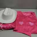 JenPen 4 Pcs Pink Cowgirl Costume Girls 70s 80s Disco Outfits Movie Heroine Dress Up Set for Halloween Cosplay Birthday Party Size 150