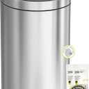 EKO Mirage Semi-Round Motion Sensor Trash Can, 47 Liter / 12.4 Gallon Automatic Large Kitchen Trash Can with Deodorizer Compartment, Removable Lid and Bucket, Matte Stainless Steel