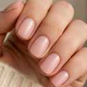 UNA GELLA Short Round Press on Nails - 32Pcs 16 Sizes Oval Nude Pink Fake Nails, Glossy Reusable Glue on Nails for Women, Durable Natural False Nails Kit for Small or Wide Nail Beds
