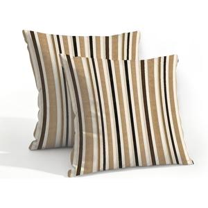 Black Brown Striped Outdoor Throw Pillow Covers 18x18 Inch Set of 2 Striped Pattern Waterproof Decorative Square Pillowcases Cushion Cases for Patio Couch Garden Furniture Sofa