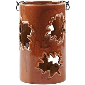 Maple Leaves Tea Light Candles Holders with Handles, Fall Design Ceramic Candle Stick, Thanksgiving Tabletop Centerpiece Candle Stands, Dinner Wedding Party Decor (Orange)