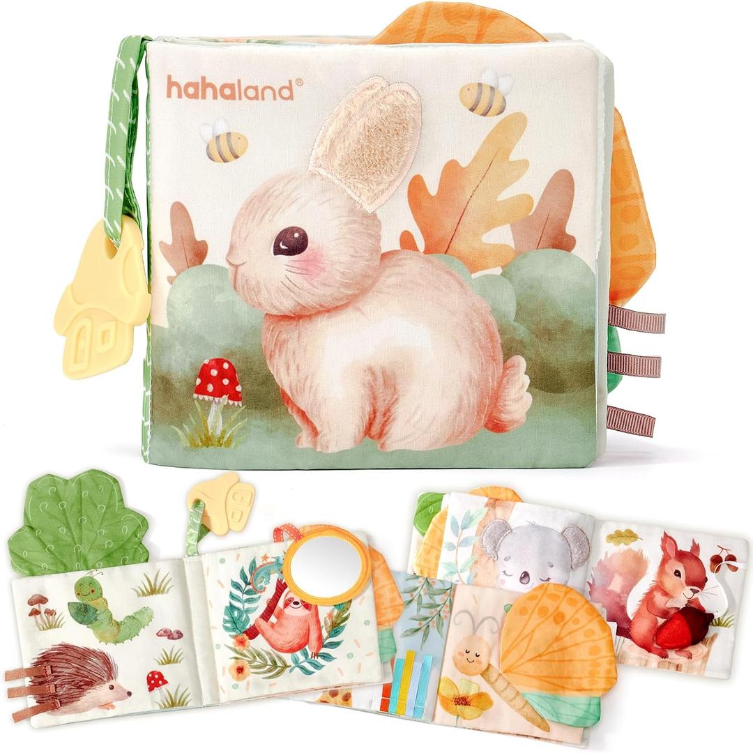 hahaland Baby Books 0-6 Months, Tummy Time Sensory Toys 6 to 12 Month Touch Feel Crinkle Book for Boys Girl 0 3 6 9 12 Month Travel Toys Birthday Gifts Easter Basket Stuffers