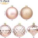 Sea Team 21-Pack Christmas Ball Ornaments with Strings, 80mm/3.15-Inch Large Size Baubles, Shatterproof Plastic Christmas Bulbs, Hanging Decorations for Xmas Tree, Holiday, Wedding, Party, Rose Gold