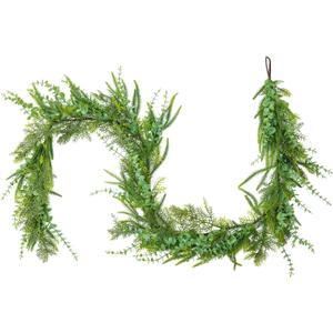 Real Touch Christmas Garland, Thick and Lush, Soft Bendable, Lifelike Cedar Garland Realistic, Christmas Garland for Mantle, Party Dcor(Eucalyptus Cedar, 9 FT)