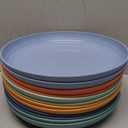 12 Pcs Unbreakable Deep Dinner Plates Set, 10 inch Reusable Plastic Wheat Straw Plates, Microwave and Dishwasher Safe Plate for Kitchen, Lightweight Plate for Dessert, BPA Free, 6 Colors (6-Dark Multicolor)