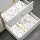 Drawer and Shelf Liner for Kitchen Cabinets: Non Adhesive, Non Slip, Thick Strong Grip Waterproof Washable for Kitchen Cabinets, Drawer, Fridge, Wire Shelving (White Marble, 24 in  10 FT)