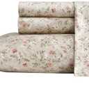 Laura Ashley - King Sheet Set, Buttery-Soft Bed Sheets with a Naturally Silky Smooth Cotton Sateen Lightweight Feel - Matching Pillowcases & Fitted Sheet (Bonnie Beige)