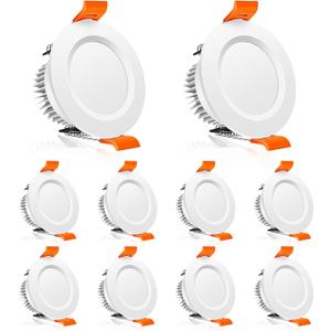 2 Inch LED Downlight, 3W 3000K Warm White Recessed Lighting Dimmable Ceiling Light Kit, CRI80 Ceiling Light Fixture with LED Driver(35W Halogen Equivalent), 10Pack