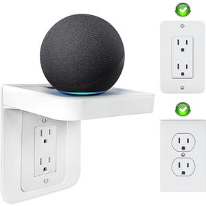 Outlet Shelf, Bathroom Wall Holder with Built-in Cable Management, Wall Organizer for Smart Home Decor Space Saving Electric Toothbrush Use as Echo Holder (Decora-style rectangular, 1, Pack)