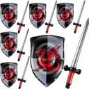 Poen 12 Pcs Inflatable Sword and Shield Knight Party Favors Set Blow up Medieval Sword Shield for Prince Party Favors Decorations Cosplay Accessories (Dragon)