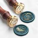 Letter S Wax Seal Stamp Rosemary Initial S Wax Stamp Kit, 2pcs Value Pack with Vintage Rosewood Handle Decorative Gift for Wedding Art Invitations Christmas