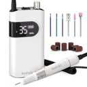 Lavinda Professional Nail Drill Machine, 35000RPM Electric Nail File Cordless Rechargeable Nail Efile for Acrylic Gel Nails, Manicure Pedicure Polishing Shape Tools for Salon Home Use-White