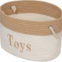 Toy Basket - 15 x 11 x 9 Toy Storage Bin - Embroidered Storage Bins - Tote Bin for Nursery, Playroom, Living Room, Classroom (Toy Bin)