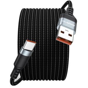 USB C Cable 15ft Fast Charging 23W, Extra Long USB A 2.0 to USB-C Charger Cord 15 foot 480Mbps Data Transfer Type C Black Braided for iPhone 17/16/15, Galaxy S25/24/23, Pixel XL/2/3/4XL, LG V30, Nokia