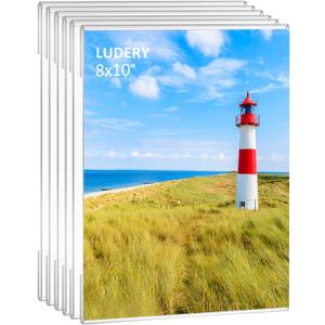 8x10 Acrylic Picture Frames,Set of 6 Clear Photo Frame for Wall,Clear Frameless picture Frames 8 x 10,Floating Hanging Picture Frames 8 x 10 for Home, School, Office