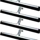 Lasnten 4pcs Double Foam Floor Squeegee for Concrete Industrial Floor Scrubber Stainless Steel Cleaning Squeegee with Rubber Heavy Duty Broom EVA Foam Blade for Garage Window Pool (18 Inch)