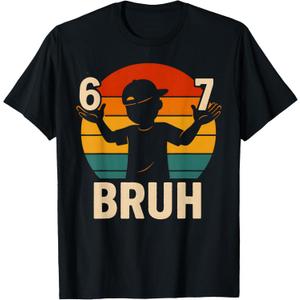 67 Bruh Retro Boy 6 7 Meme Kids Kindergarten Teen Funny 6-7 T-Shirt, Size M