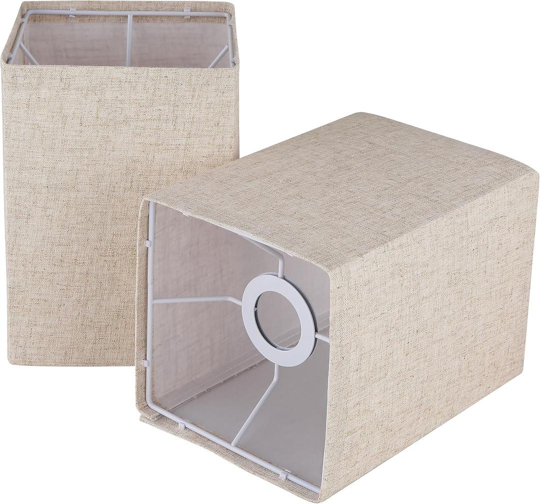 Drum Lampshades Set of 2, Natural Linen Lampshades 13" Top x 13" Bottom x 10" High, Easy Assembly Replacement Fabric Lampshades for Table Lamps Floor Lamps, Beige Color Lampshade