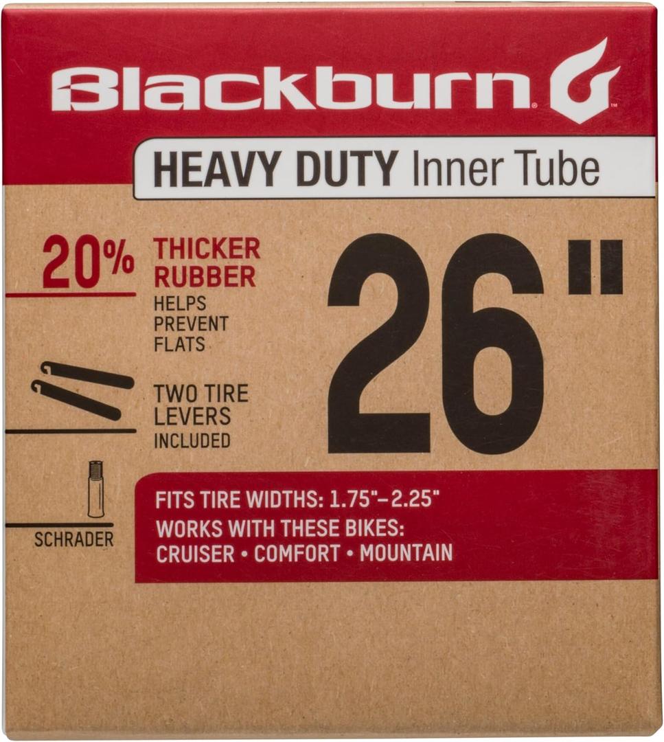 Blackburn 26" x 1.75-2.25" Schrader Heavy Duty Bicycle Inner Tube with tire levers