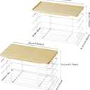 2 Pack Stackable Storage Kitchen Laundry Pantry Organizers,Trash Bag Holder Wall Mount,Garbage Bag Dispenser with Bamboo Top,White Large and Small