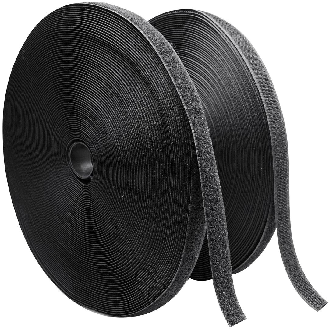 ECOHomes 3/4 Inch Wide x 100 FT Sew On Hook and Loop Tape for Fabric Roll, Sewable Sew-On Strips for Clothing, Clothes, Fabric | No Adhesive Sewing Fastener Straps, Easy Sew in, Strong Grip, Black