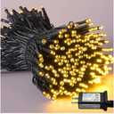 YEGUO 200 LED 66ft Christmas Lights Outdoor Waterproof, Warm White String Light Indoor, 8 Modes Green Wire Twinkle Xmas Tree Light Plug in with Memory Timer