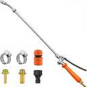 All Metal Replacement Sprayer Wand, 1/4" & 3/8" Brass Barb Sprayer Wand with Stainless Steel Shut off Valve & 2 Hose Clamps (29 Inches)