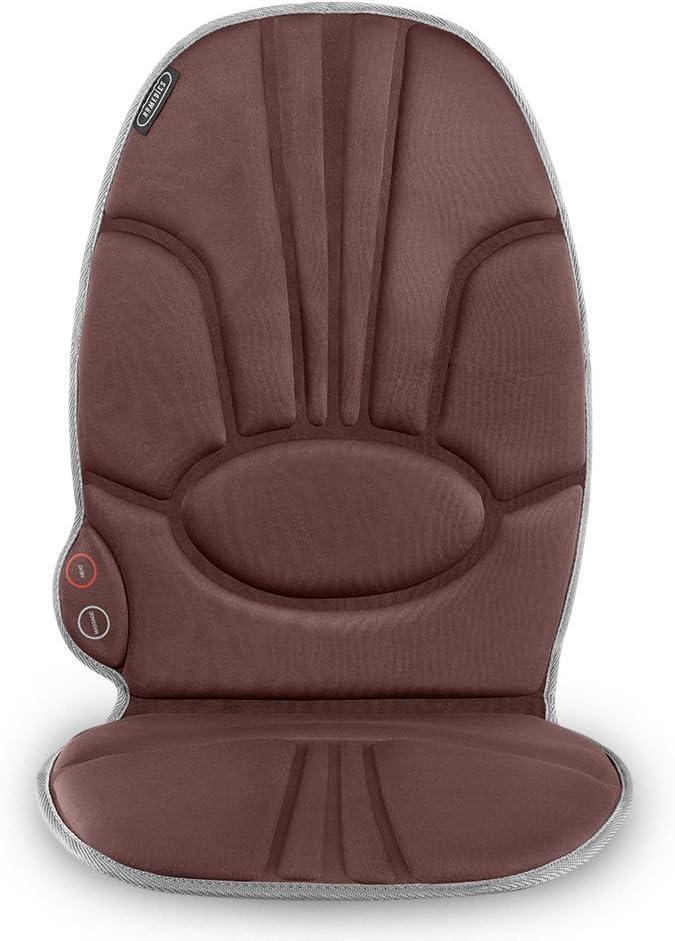 Homedics Portable Back Massage Cushion, Heated Vibrating Pad, Multi-Speed, Soft Fabric, Lumbar & Shoulder Kneading, Beige