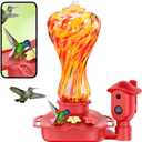 Smart Glass Hummingbird Feeder with Camera, 2K HD Live View, 2.4GHz WiFi Only, Solar-Assisted Outdoor Bird Feeder, App Motion Alerts, AI Bird ID, Ant Moat, Easy Clean Drip-Resistant Nectar Feeder