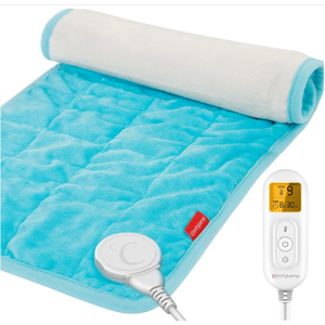 Comfytemp Weighted Heating Pad for Period & Back, 2.2lb Extra Large Heated Pad, 12" x 24" XL Electric Heat Pad with 9 Heat Level & 11 timers auto-Off for Neck Shoulder Leg Knee Abdomen, Blue