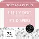 LILLYDOO Baby Diapers - Size 1 (4+ lbs), Half-Monthly Supply (72 Count), Leak Protection, Skin-Friendly, Ultrasoft, Perfume- & Chlorine-Free, Hypoallergenic, Dermatologist Tested, Oeko-TEX
