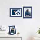 5x7 Picture Frame Set of 4, High Definition Real Glass, Display Pictures 4x6 with Mat or 5x7 Without Mat, Gallery Wall Hanging or Tabletop Photo Frames, Blue
