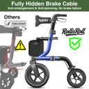 Walkers for Seniors, Rollator Walker with Seat, 12" Big Rubber Wheels All Terrain Rolling Walker, Foldable Rollator Walker, Built-in Cable, Reinforced Aluminum Frame, Blue