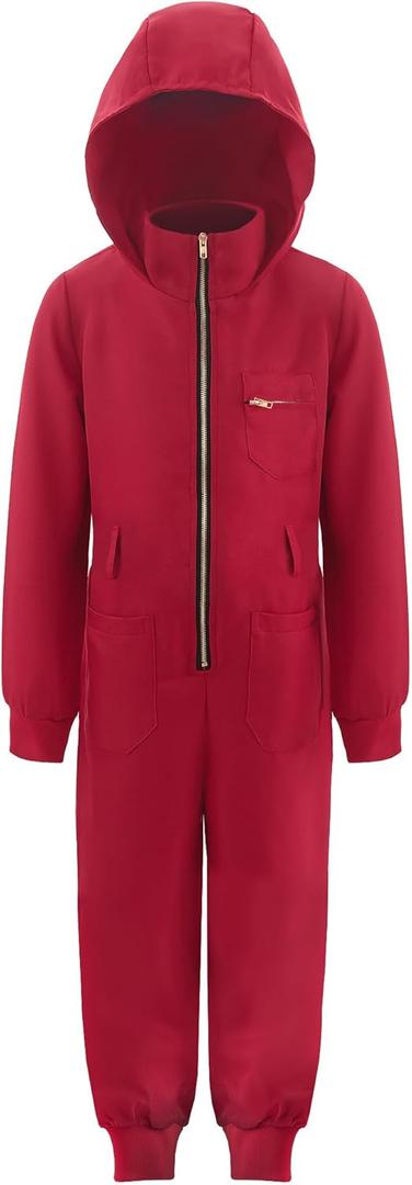 ReliBeauty Red Jumpsuit Kids Costume for Kids (6-7/130)